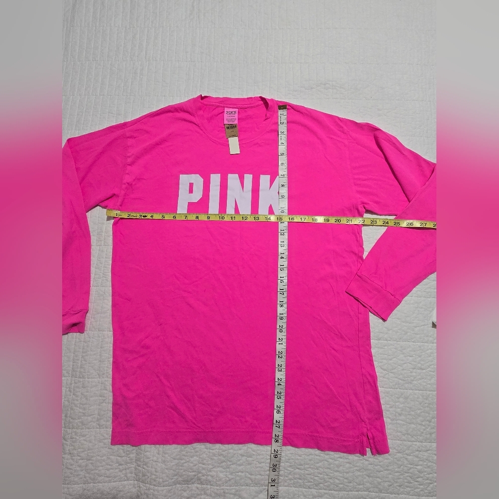 PINK Victoria's Secret Girls' Long-Sleeve Logo Tee - Bright Pink - Picture 4 of 8